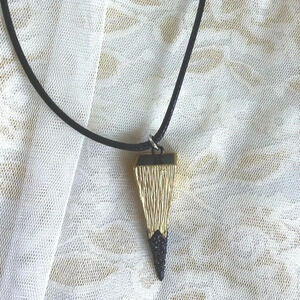 NWT Women's/Girls Metal Prism Designer Charm Pendant with Black Cord Necklace